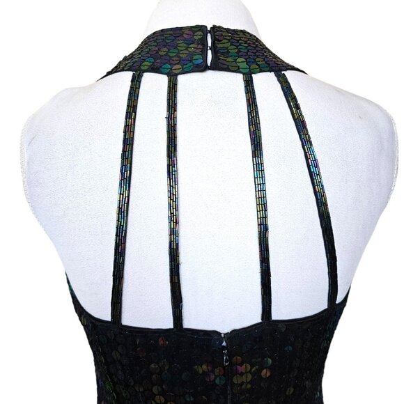 Vintage 90s Womens Sz 8 Mermaid Sequins Sparkle Cocktail Dress‎ Bodycon Sexy - Picture 8 of 15